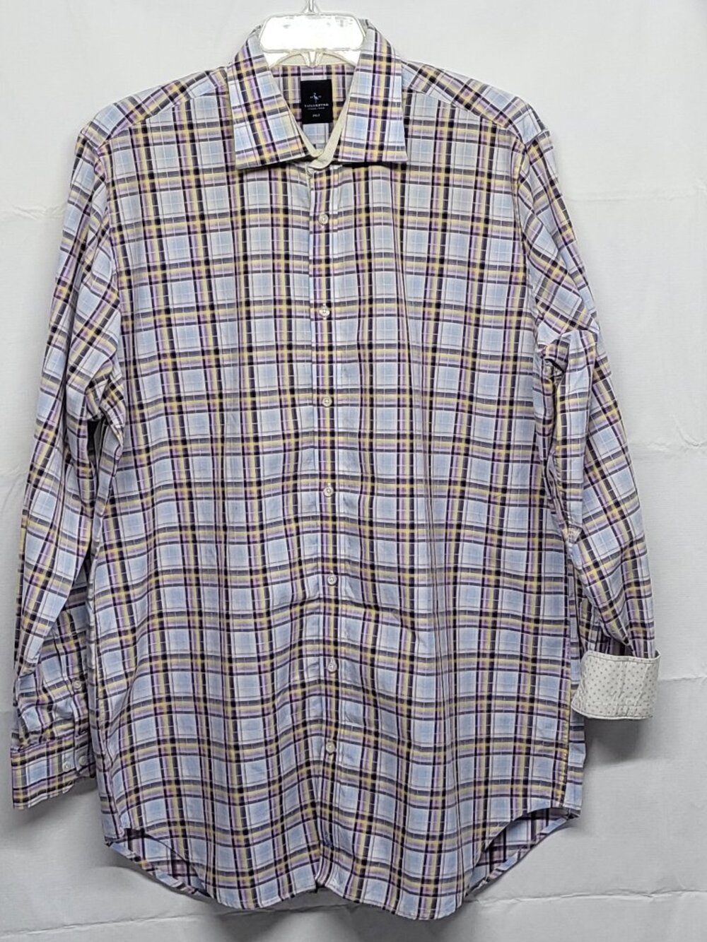 Tailor Byrd Mens Shirt Button Up 2XLT Plaid Flip Cuff Long Sleeve Cotton